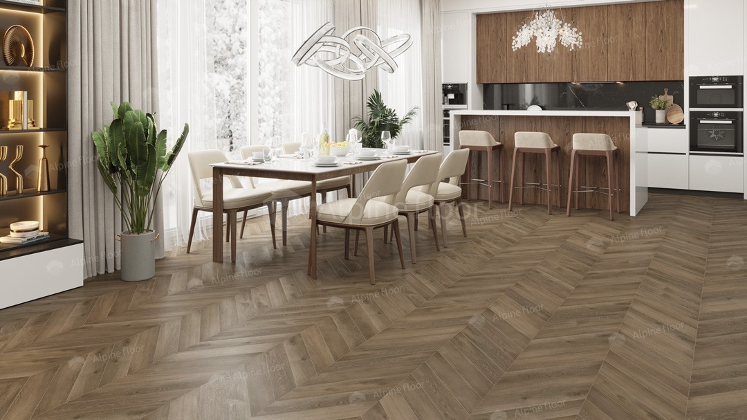 LVT плитка Карите Chevron ECO 20-4 Дуб Насыщенный (2,5 мм -1.9735 в уп) 