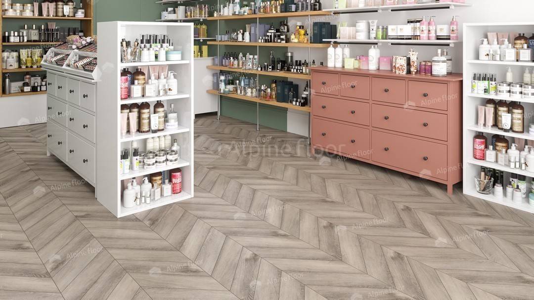 LVT плитка Карите Chevron ECO 20-8 Дуб Исида (2,5 мм -1.9735 в уп) 