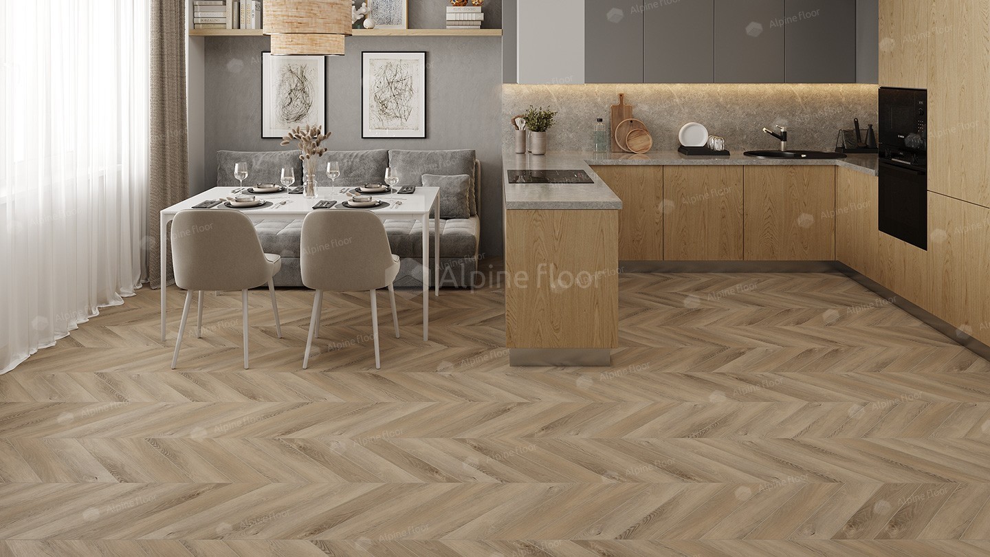  ЗАМКОВАЯ ПЛИТКА  ALPINE FLOOR CHEVRON  Дуб Синистра ECO 18-6  5мм-0.5 мм (1.6764м2)