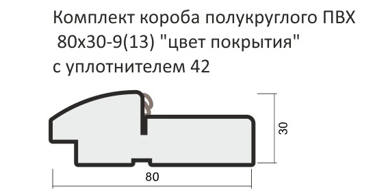 Короб полукруглый Эко-шпон 80х30-9  с уплотнителем (Эко-шпон Серый кедр)