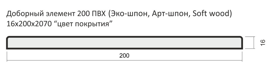 Доборный элемент 200 Эко-шпон 16х200х2070  (Эко-шпон Серый кедр)