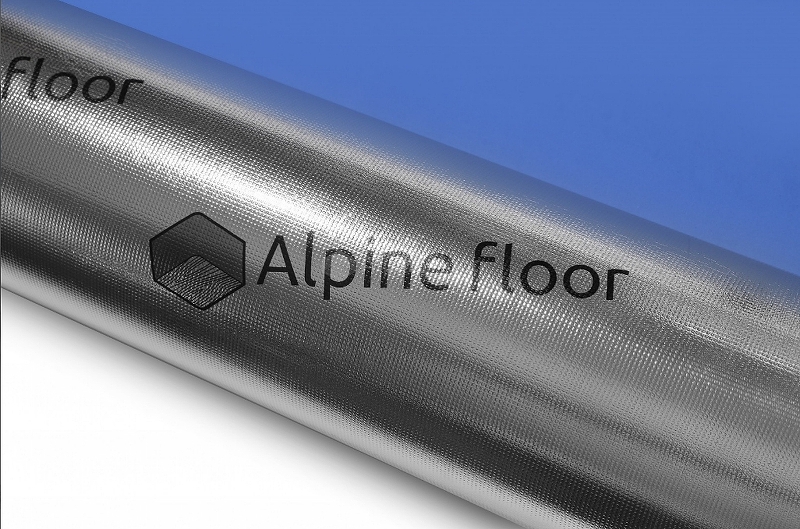 Подложка Alpine Floor silver foil BLUE EVA 1,5 мм., 10000*1000*1,5.,10 м2 / рул.