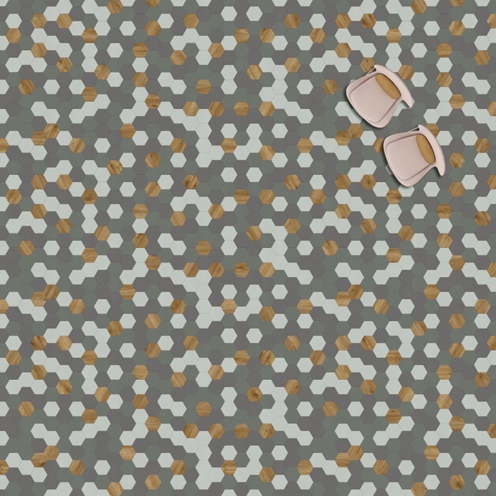 Кварцв. плитка Moduleo Moods Hexagon 349  (2,5мм-0,55мм)226,32 x 196 мм
