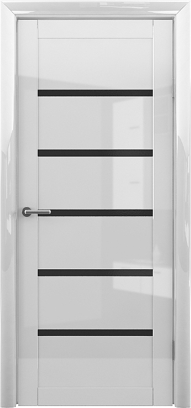 Полотно остекленное Двери Глянец  Вена GL, Белый глянец, стекло черное